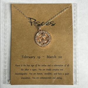 Pisces Zodiac zinc alloy Gold Necklace